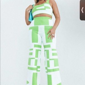 Princess Polly green geometric pant set